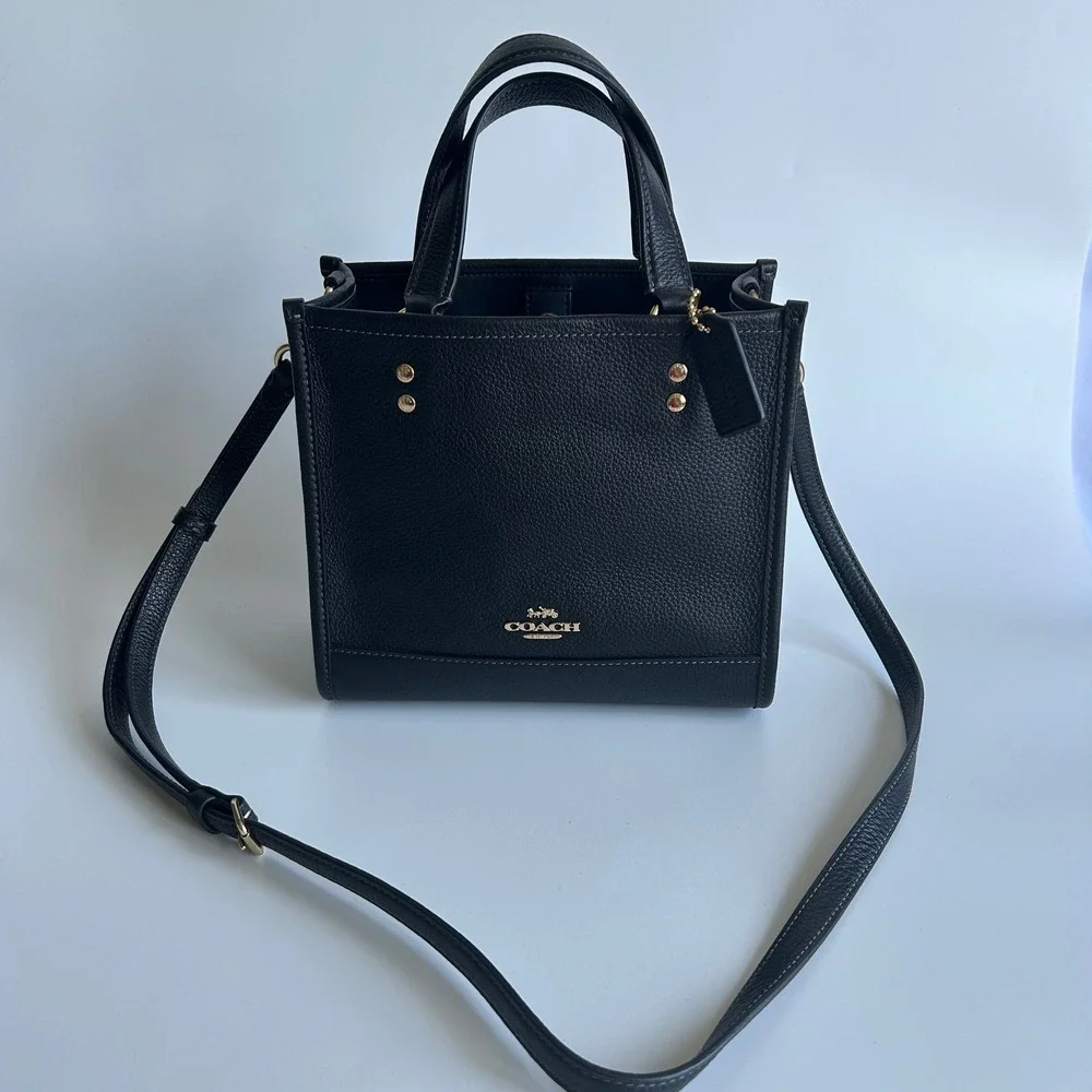 Coach‎ Dempsey Tote 22 Black Pebbled Leather Shoulder Bag Excellent